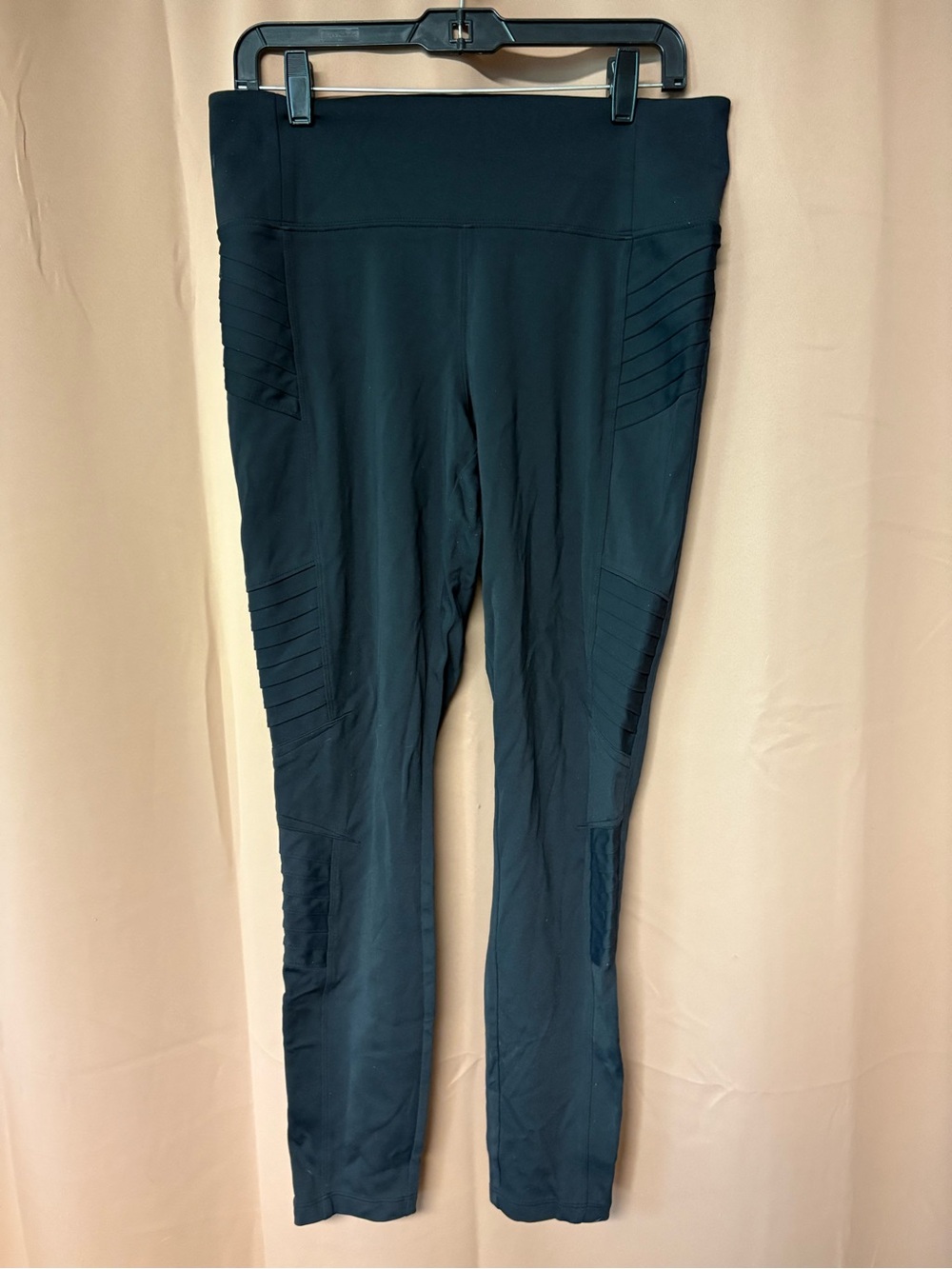 Athleta Delancey Moto Tight Leggings Women Sz L Large Black Zip Ankles 598323-00